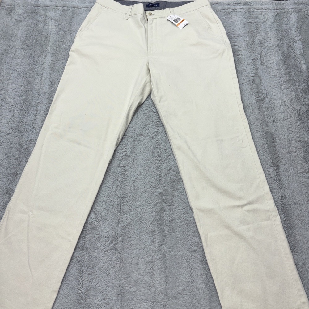 NWT Nautica Classic Fit Straight Stretch  Deck Pants‎ Men's beige 33x32